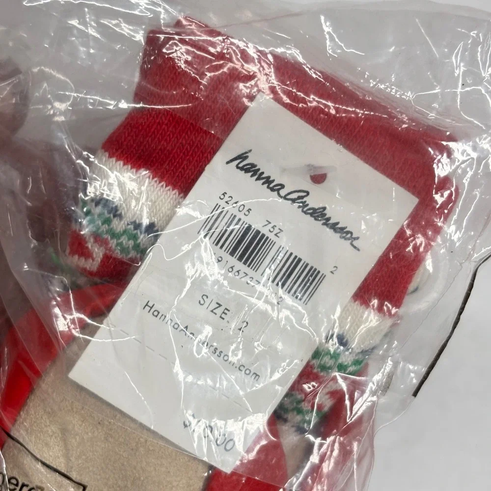 Hanna Andersson Kids Christmas Slipper Socks 2-4‎ Deer Trees Holiday Red NWT